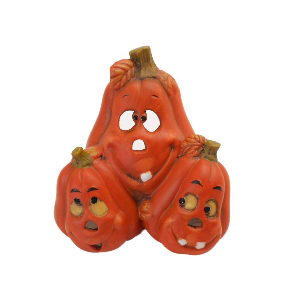 Halloween Jack O Lantern Ceramic Candle Holder Tea Light Pumpkin Fall Autumn